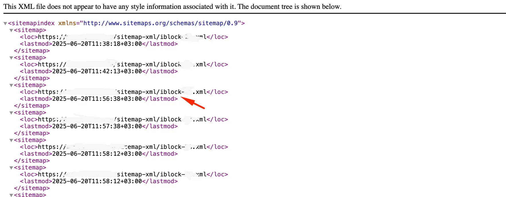 Индексный файл sitemap